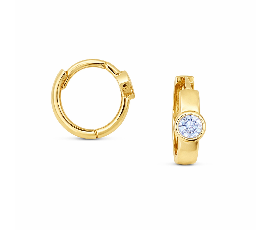 BOUCLES HUGGIES EN OR JAUNE AVEC CZ - SJ HUG04 - BIJOUTERIE SUISSE INC.