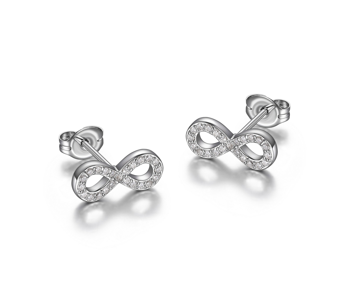 BOUCLES INFINI EN ARGENT RHODIÉ SERTIES DE CUBIQUES ZIRCONIAS - PJ R2AKL80000 - REIGN
