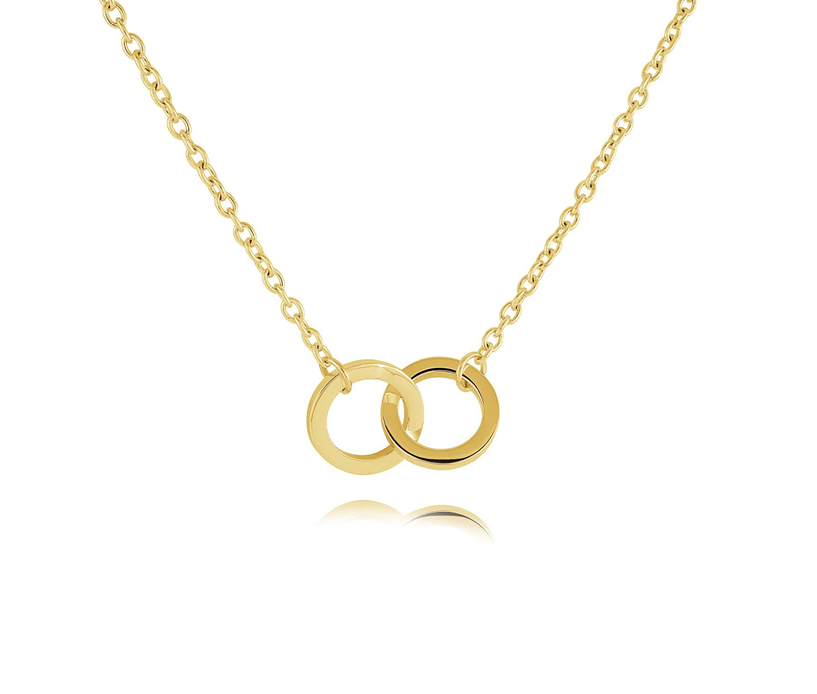 COLLIER 2 CERCLES ENTRELACÉS EN ACIER/PVD OR - IG SWP44 - VELORIA
