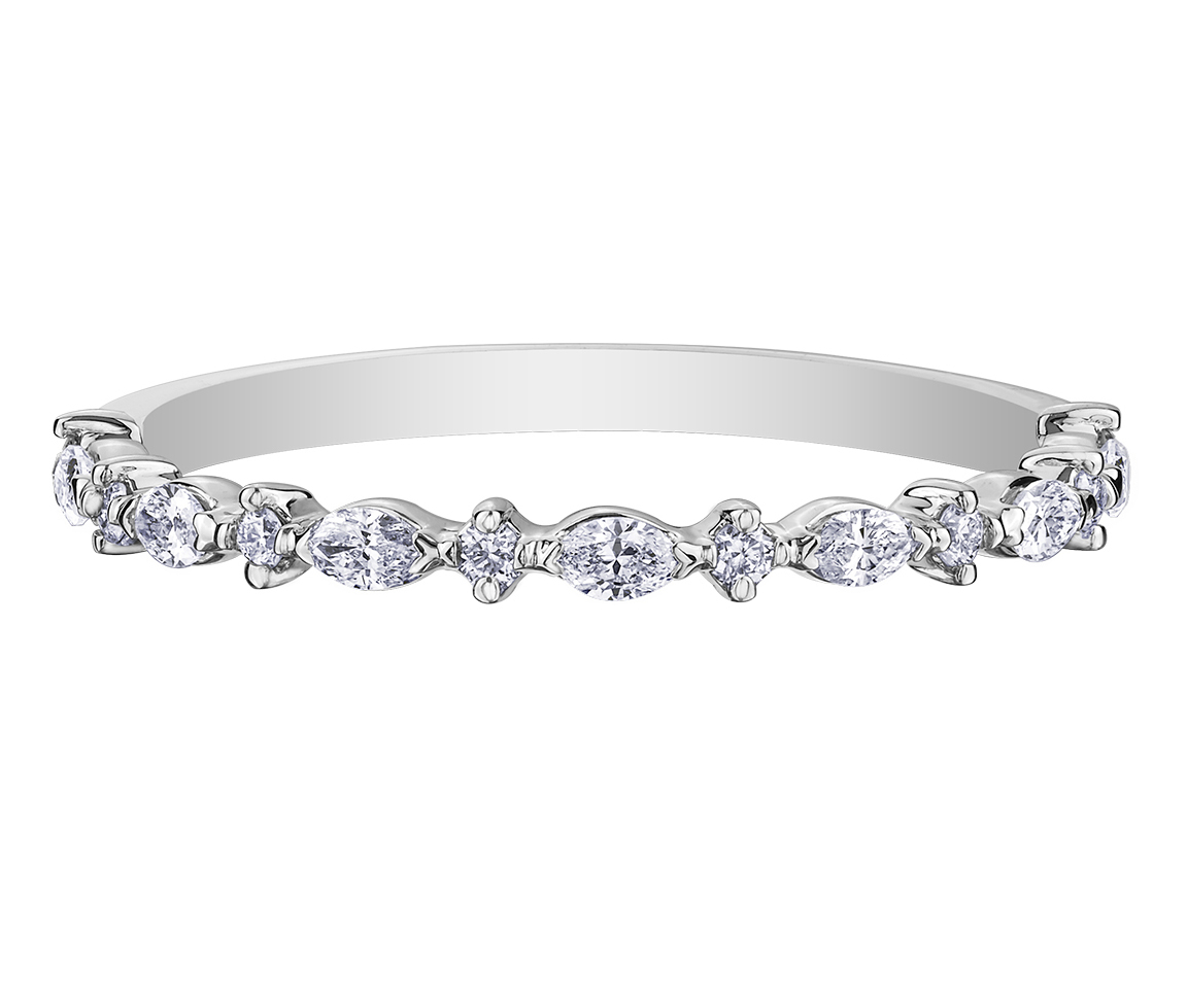 JONC SEMI-ÉTERNITÉ EN OR BLANC SERTI DE DIAMANTS - CR DD7871 - BIJOUX CANADIEN