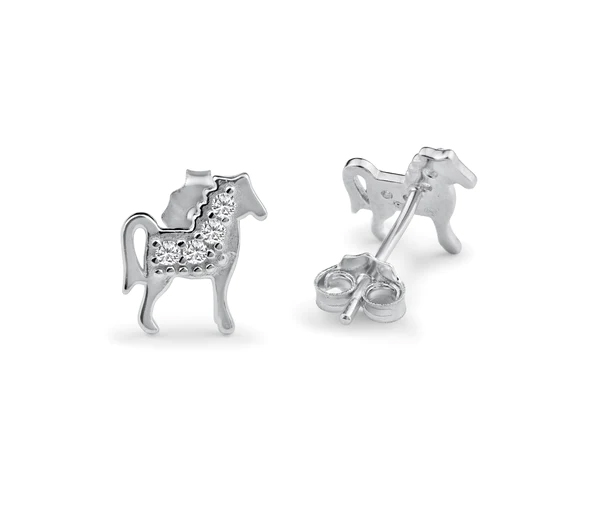 BOUCLES CHEVAL EN ARGENT RHODIÉ - SP BGE00730 - BIJOUX D'IMPORTATION