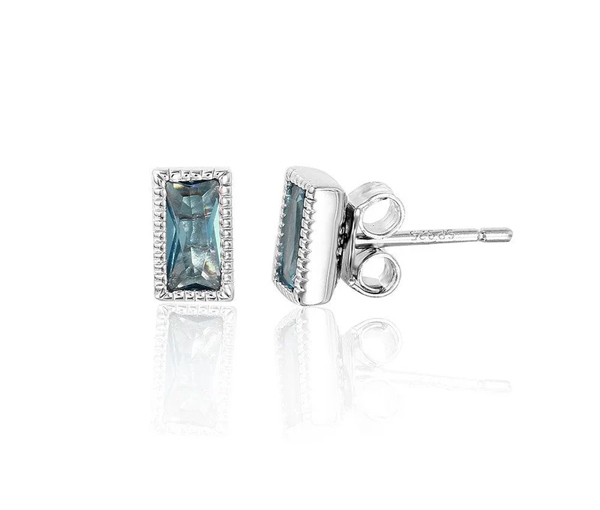 BOUCLES AVEC CUBIQUES ZIRCONIAS - SP STE01041BLU - BIJOUX D'IMPORTATION