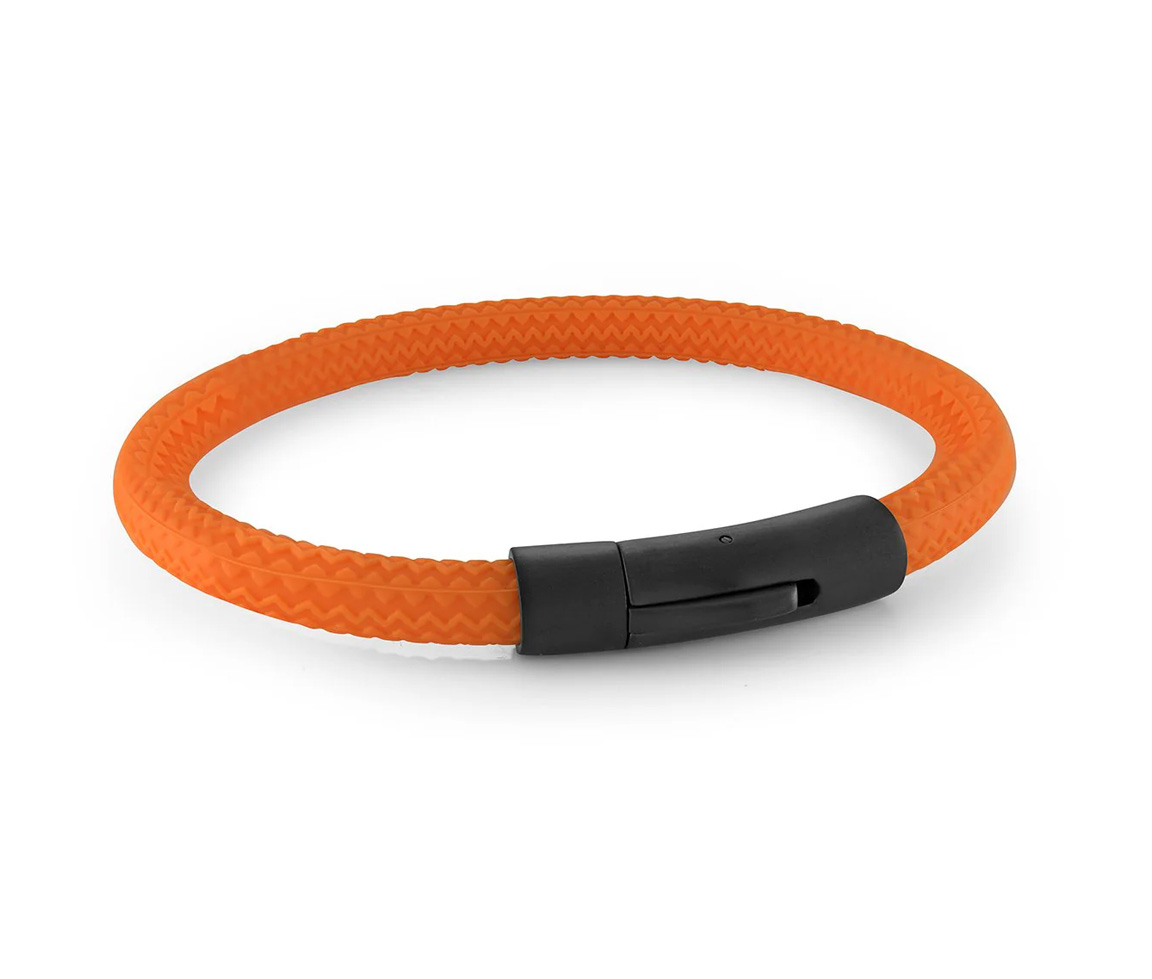 BRACELET EN ACIER/PVD NOIR ET CAOUTCHOUC ORANGE - IG SBR20 - ITALGEM