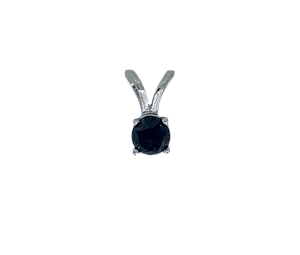 PENDENTIF EN OR BLANC SERTI D'UN DIAMANT NOIR - ST PEN02 - BIJOUX IMPORTATION