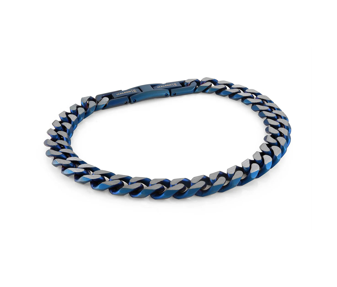 BRACELET EN ACIER/PVD BLEU À MAILLE GOURMETTE - IG SMB490 - ITALGEM