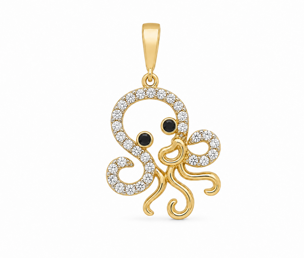PENDENTIF PIEUVRE AJOURÉE AVEC CUBIQUES ZIRCONIAS - MB ANIM34 - BIJOUX D'IMPORTATION