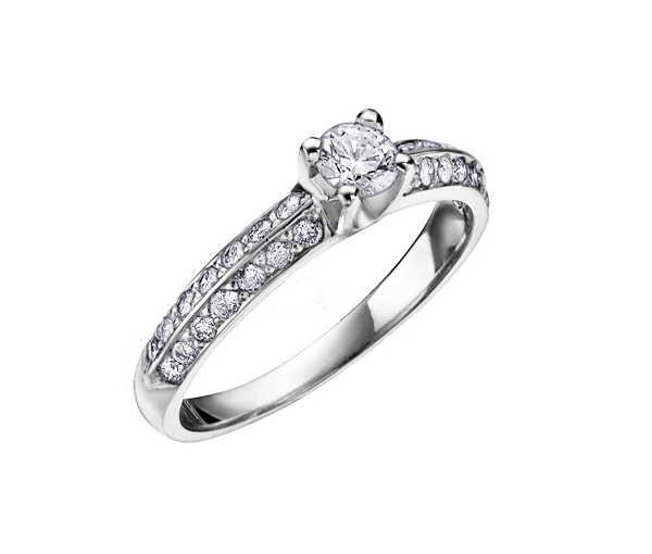 BAGUE EN OR 18K BLANC ET PALLADIUM SERTIE DE DIAMANTS - CR DX330W66 - BIJOUX CANADIEN