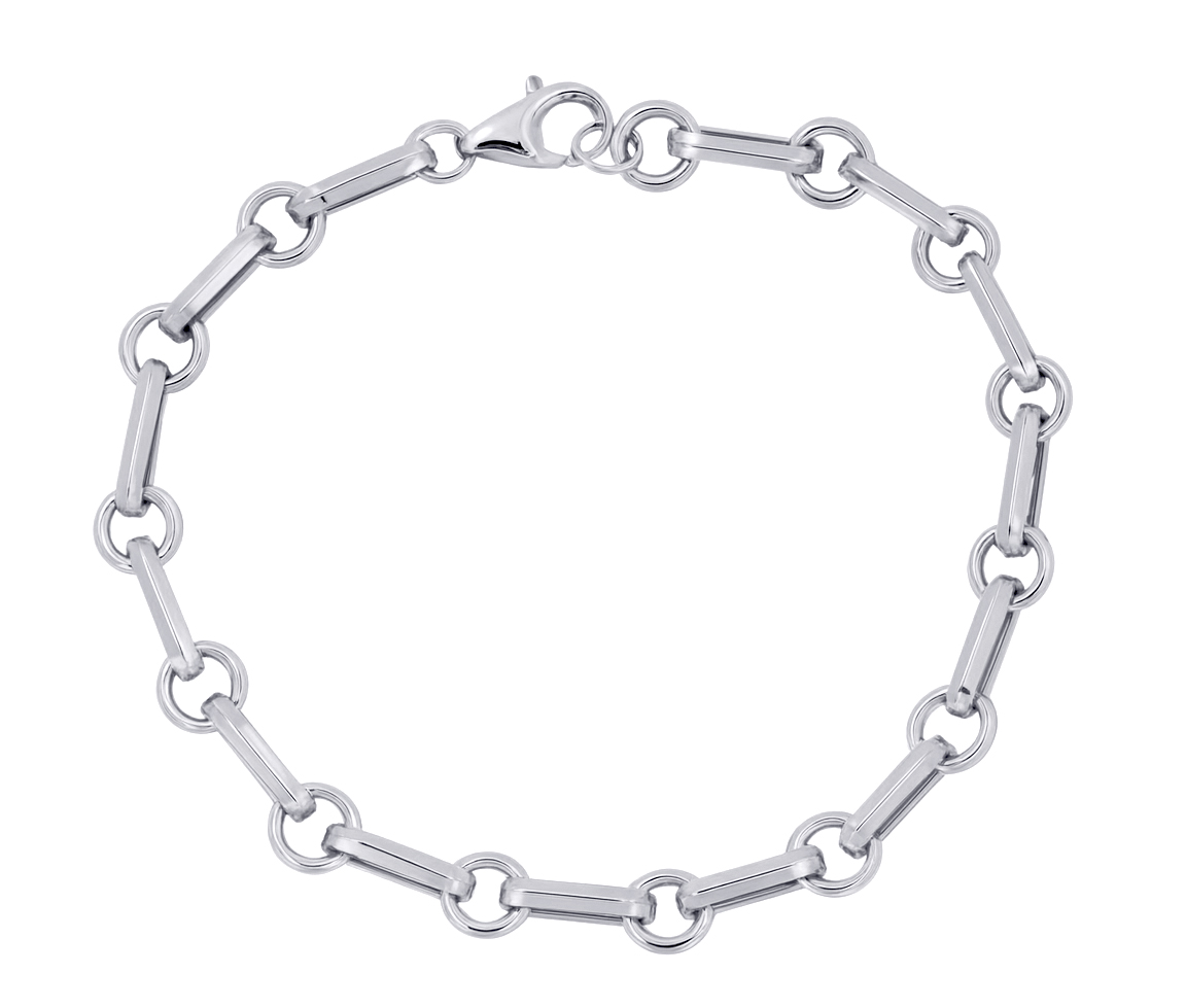 BRACELET EN OR BLANC À MAILLE BÂTONNETS ET CERCLES AJOURÉS - CB CEBA6.5W7.5 - CBE