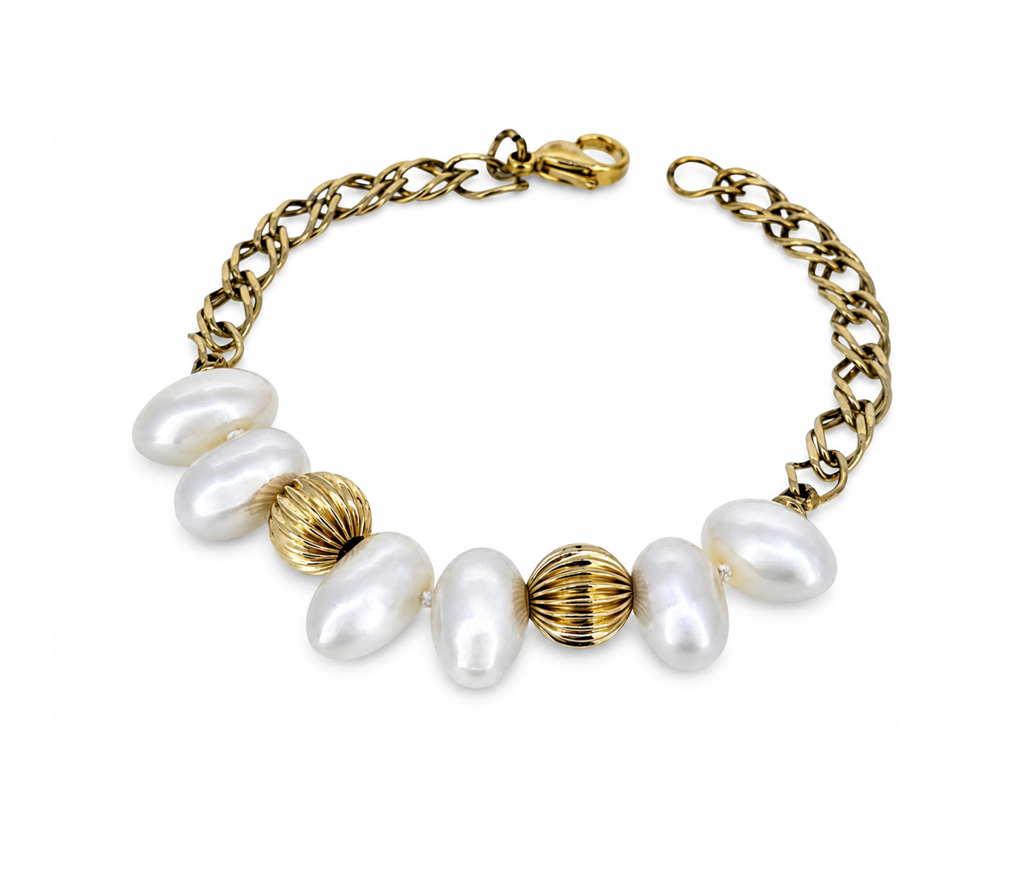 BRACELET PERLES EAU DOUCE OBLONG - SJ BRPE01 - BIJOUTERIE SUISSE INC.