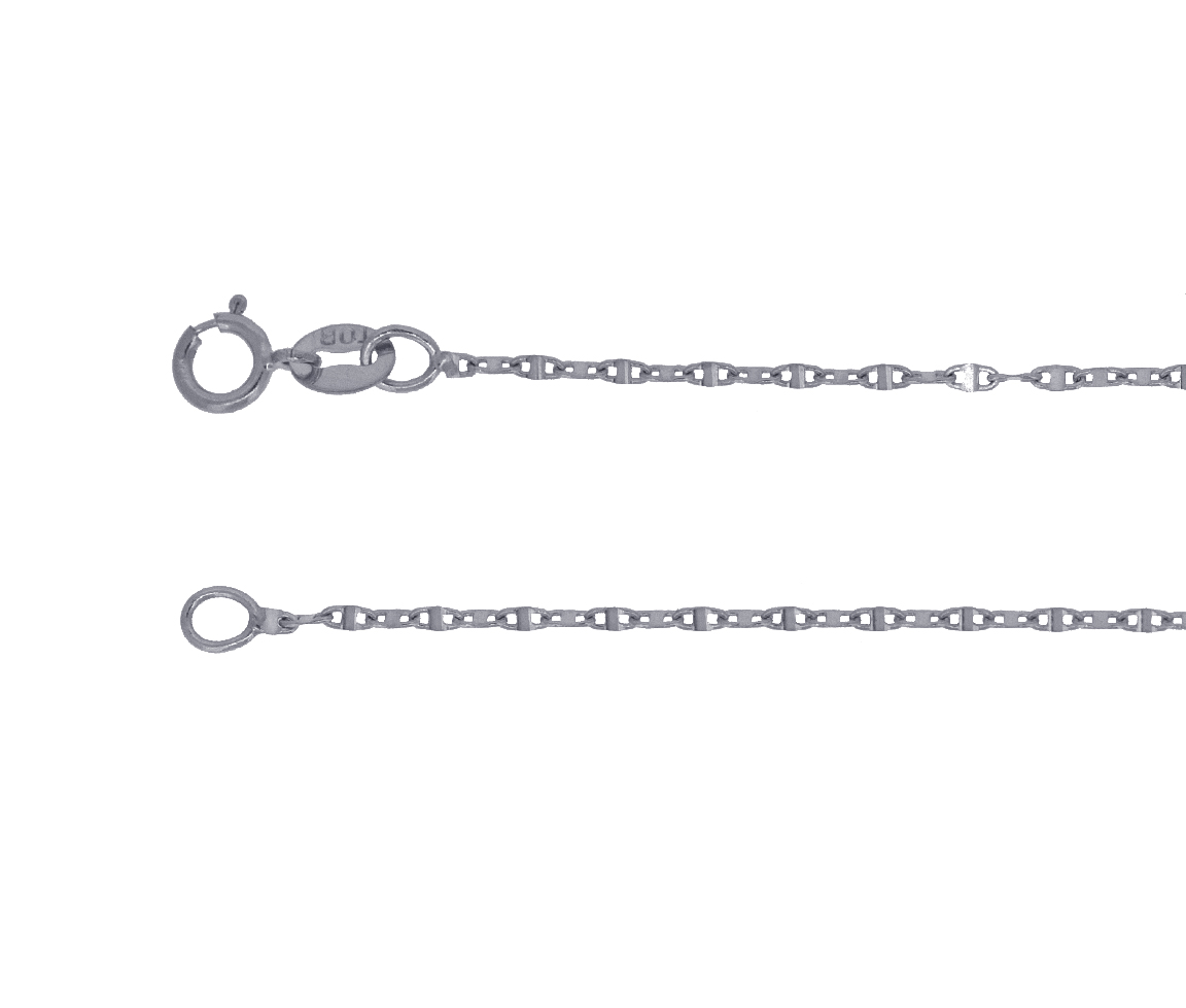 CHAINE 10K BL. PLAQUE OVALE 16'' - S FLP030W16 - BIJOUX D'IMPORTATION