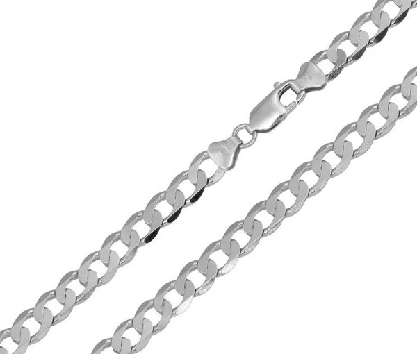 CHAINE EN ARGENT RHODIÉ À MAILLE GOURMETTE PLATE - SP CH417RH20 - BIJOUX D'IMPORTATION