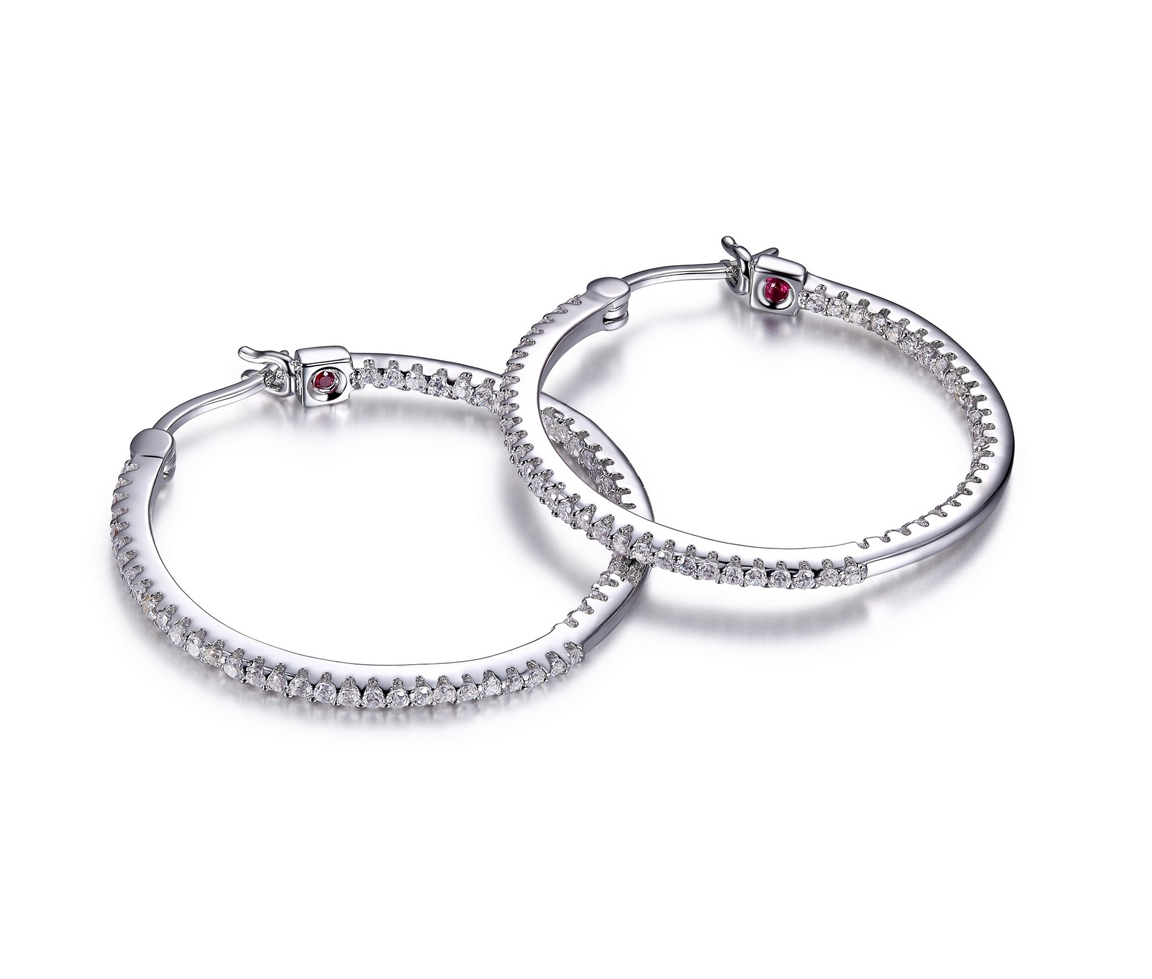 BOUCLES ANNEAUX EN ARGENT RHODIÉ SERTIES DE CUBIQUES ZIRCONIAS - PJ R2LC3Q000K - ELLE