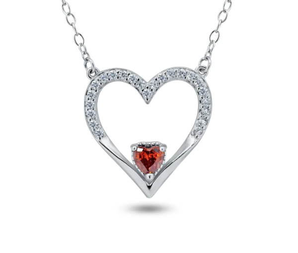 PENDENTIF COEUR AJOURÉ EN ARGENT RHODIÉ SERTI DE CUBIQUES ZIRCONIAS - SP BGP01477 - BIJOUX D'IMPORTATION