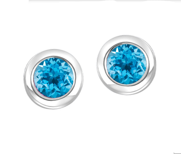 BOUCLES EN OR 10K BLANC SERTIES DE TOPAZES BLEUS - BH G2913EBT - BEVERLY HILLS