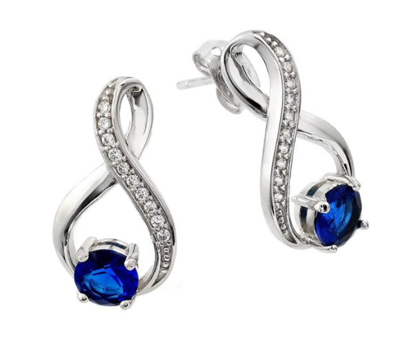 BOUCLES INFINI EN ARGENT RHODIÉ SERTIES DE CUBIQUES ZIRCONIAS - SP BGE00383 - BIJOUX D'IMPORTATION