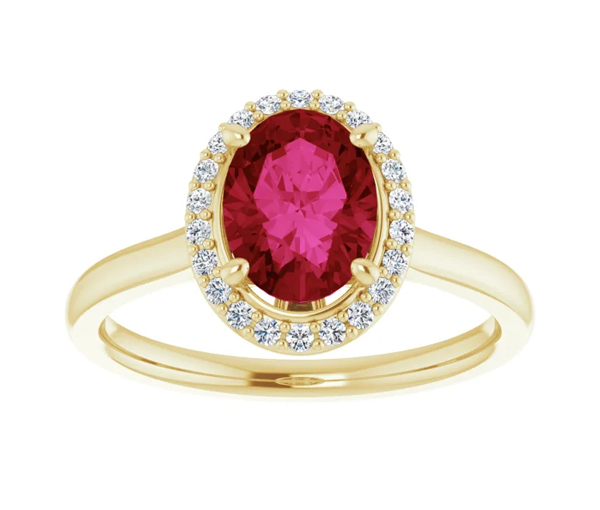 BAGUE EN OR 14K JAUNE SERTIE DE RUBIS ET DE DIAMANTS - ST 123173YRU - BIJOUX IMPORTATION