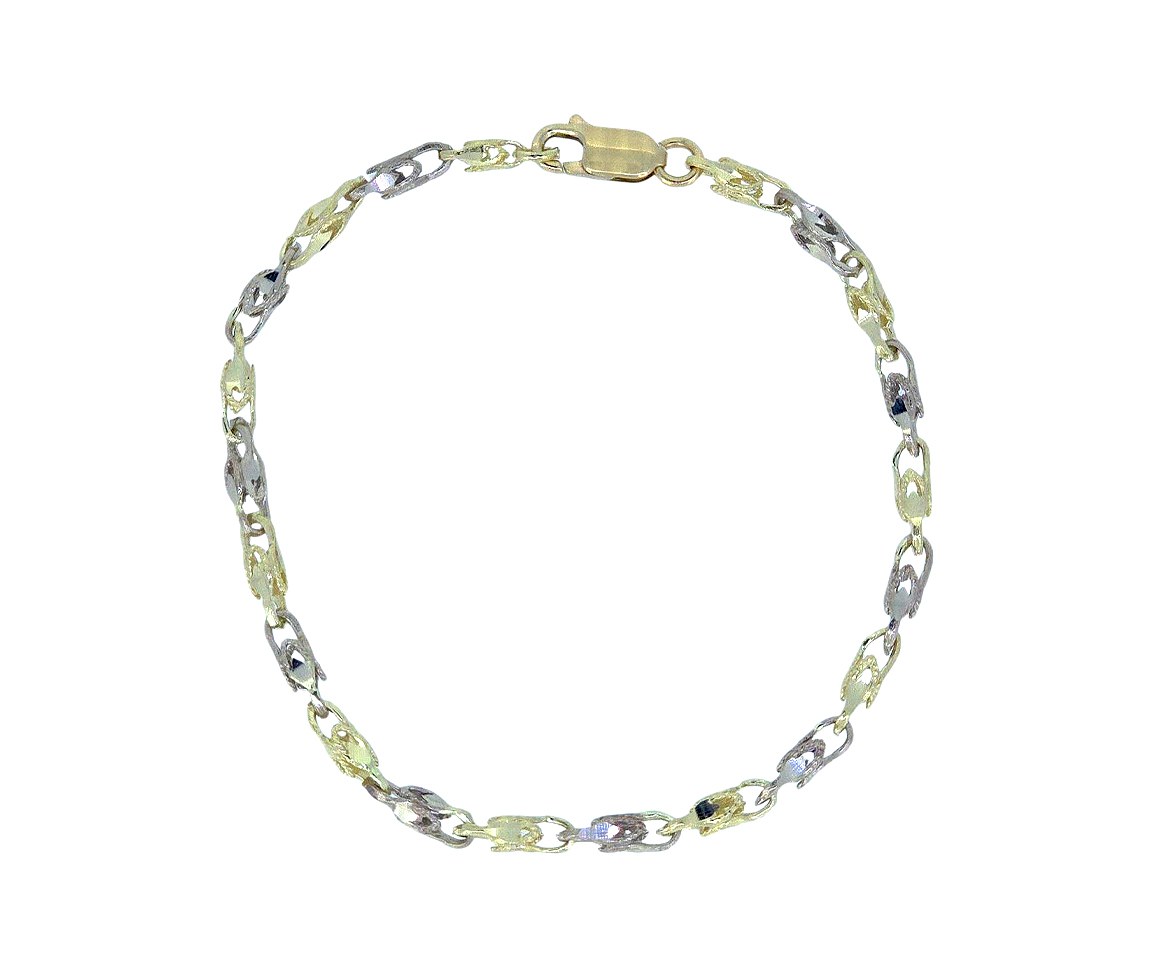 BRACELET EN OR 2 TONS À MAILLE MINI KING TAILLÉ DIAMANT - MB BRAMK2T1 - BIJOUX D'IMPORTATION