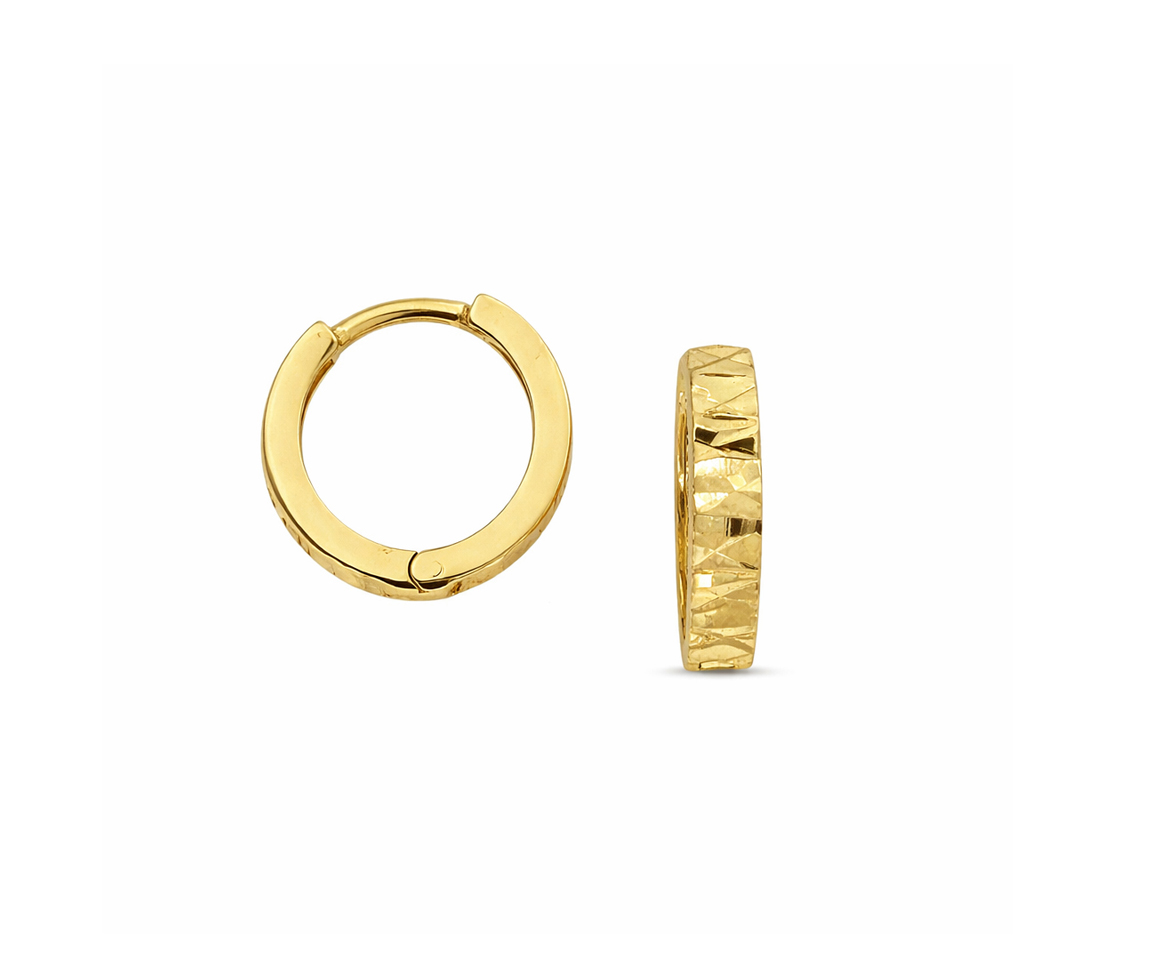 BOUCLES HUGGIES EN OR JAUNE TAILLÉES DIAMANT - SJ HUG02 - BIJOUTERIE SUISSE INC.