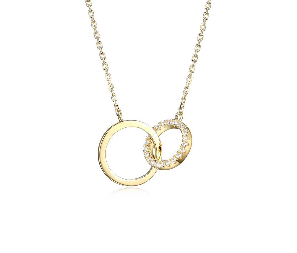 COLLIER ANNEAUX ENTRELACÉES EN ARGENT/PVD OR SERTI DE CUBIQUES ZIRCONIAS - PJ 30A8LY0014 - REIGN