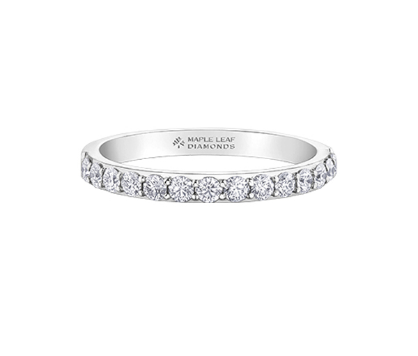JONC SEMI-ÉTERNITÉ EN OR 14K BLANC SERTI DE DIAMANTS CANADIENS - CR ML686W33 - BIJOUX CANADIEN