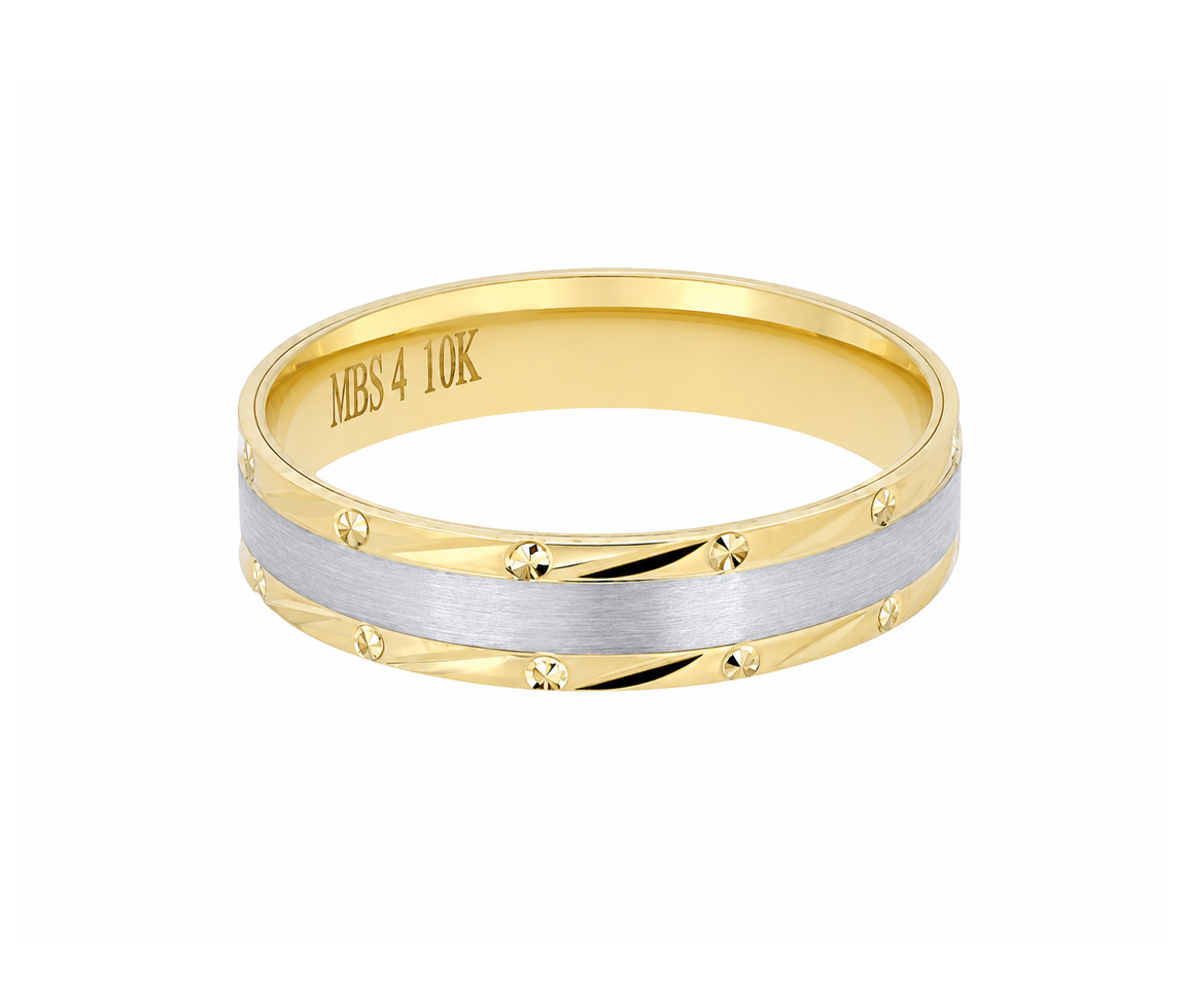 JONC EN OR 2 TONS TAILLÉ DIAMANT - MB JH04/11 - BIJOUX D'IMPORTATION