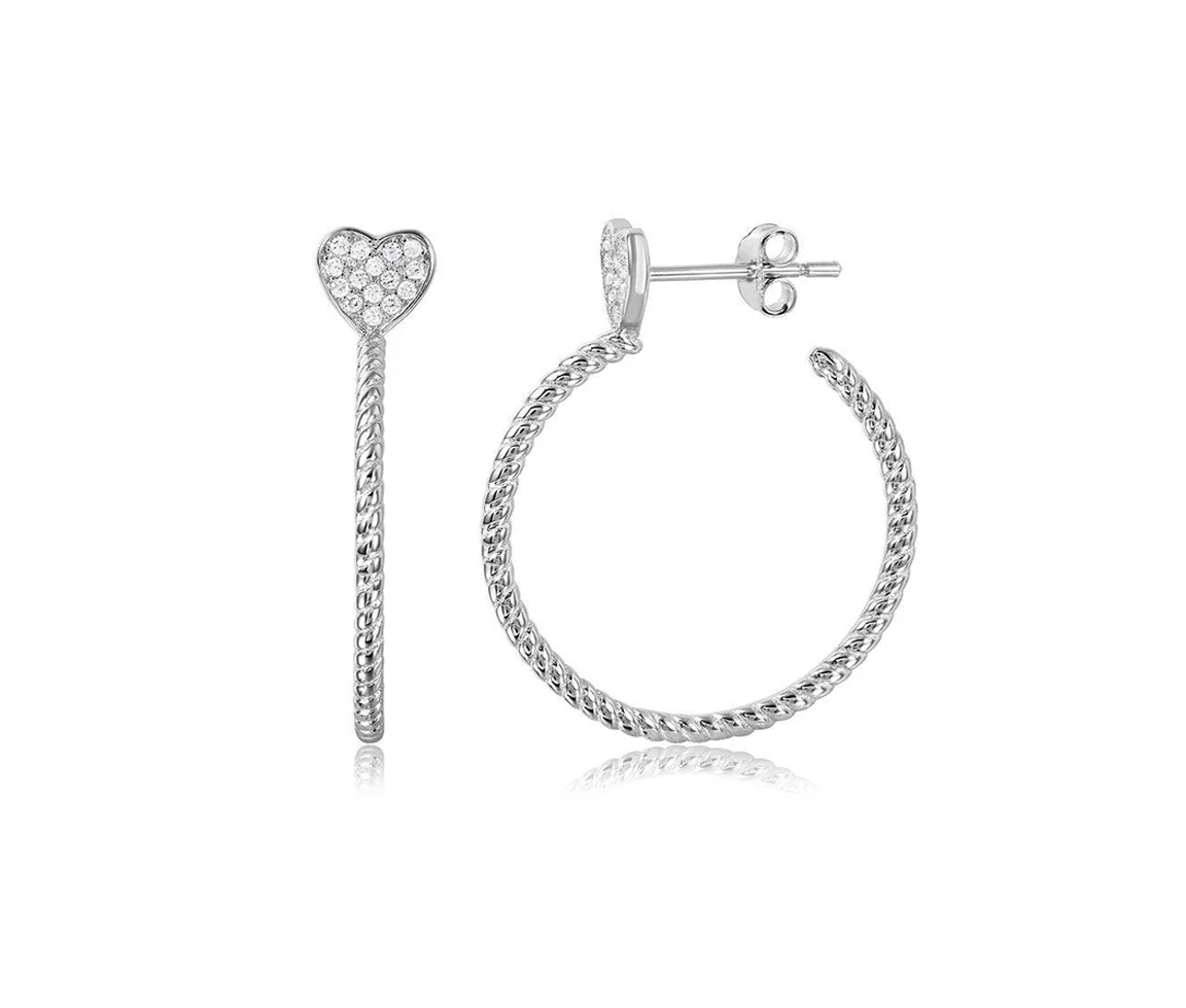 BOUCLES ANNEAUX OUVERTES EFFET CORDE ET COEUR - SP STE01057 - BIJOUX D'IMPORTATION