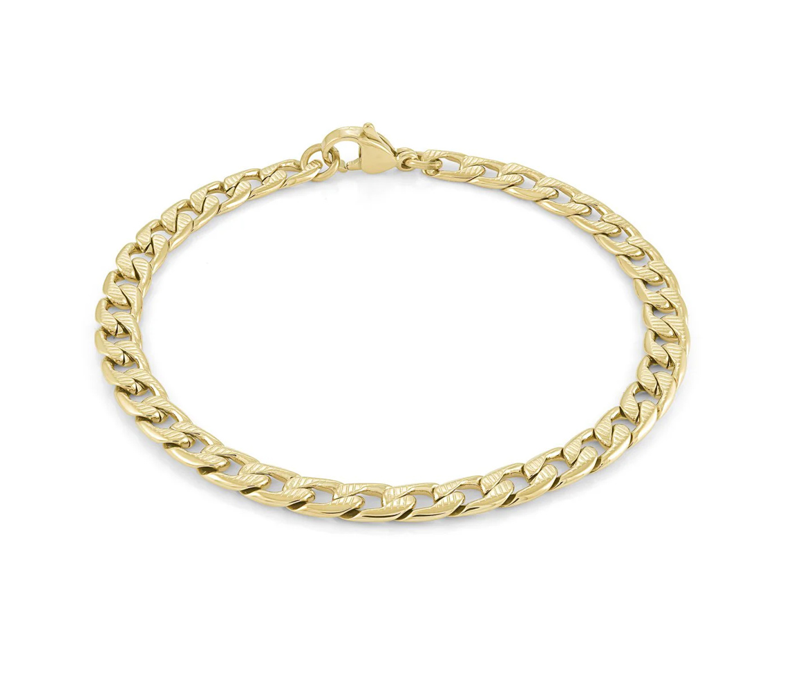 BRACELET EN ACIER/PVD OR À MAILLE GOURMETTE TAILLÉE DIAMANT - IG SYN57/7.25 - VÉLORIA