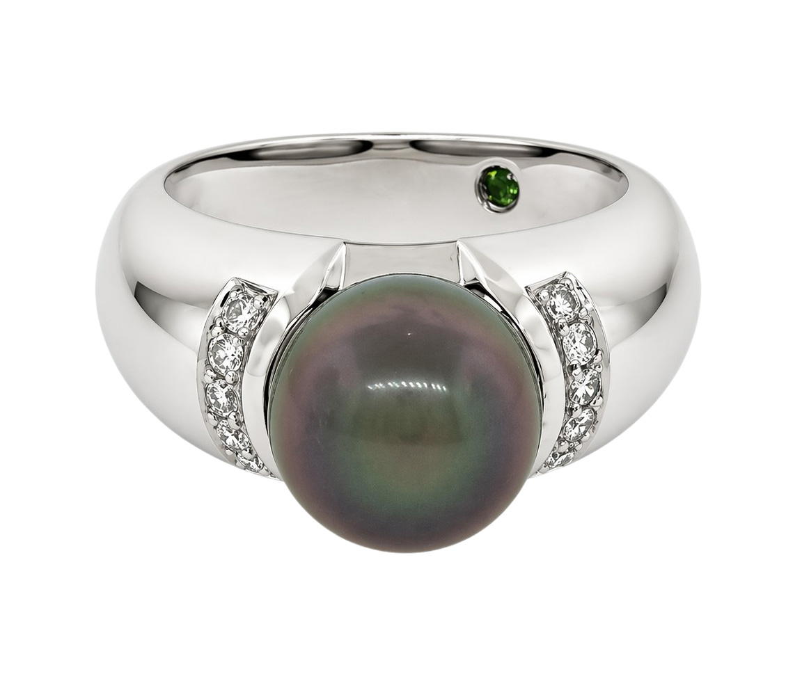 BAGUE PERLE DE TAHITI ET DE DIAMANTS - SJ 143W - BIJOUTERIE SUISSE INC.