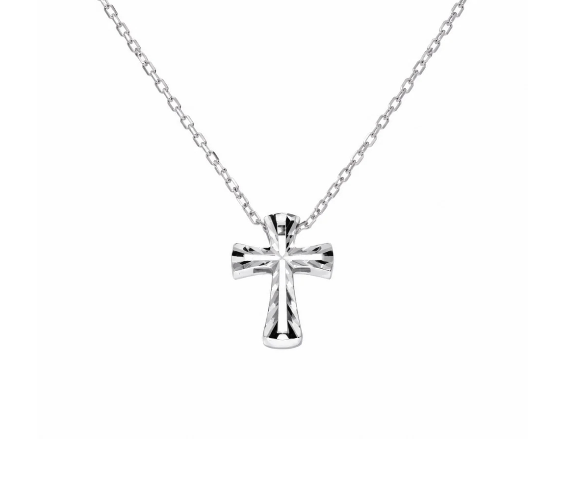 PENDENTIF CROIX AJOURÉE ET TAILLÉE DIAMANT - SP TGN00020 - BIJOUX D'IMPORTATION