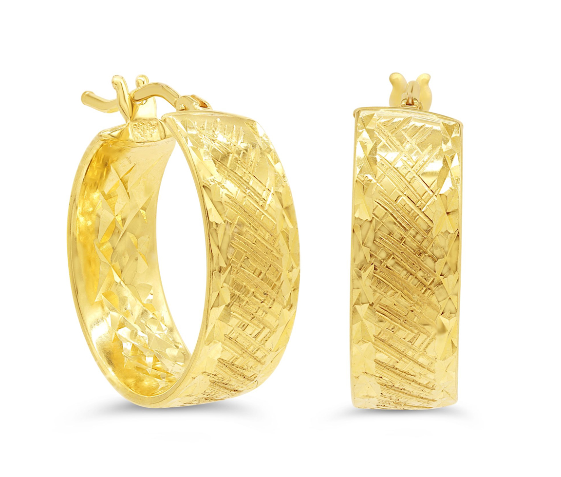 BOUCLES ANNEAUX EN OR FINIES TEXTURÉES - SY 1018G - BIJOUX D'IMPORTATION