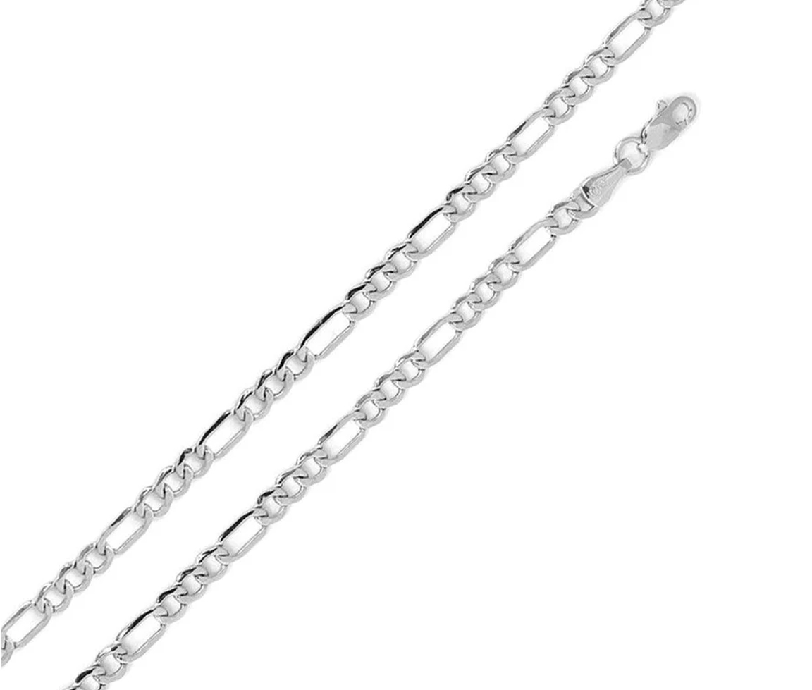 BRACELET EN ARGENT RHODIÉ À MAILLE FIGARO - SP CH1/100RH7 - BIJOUX D'IMPORTATION