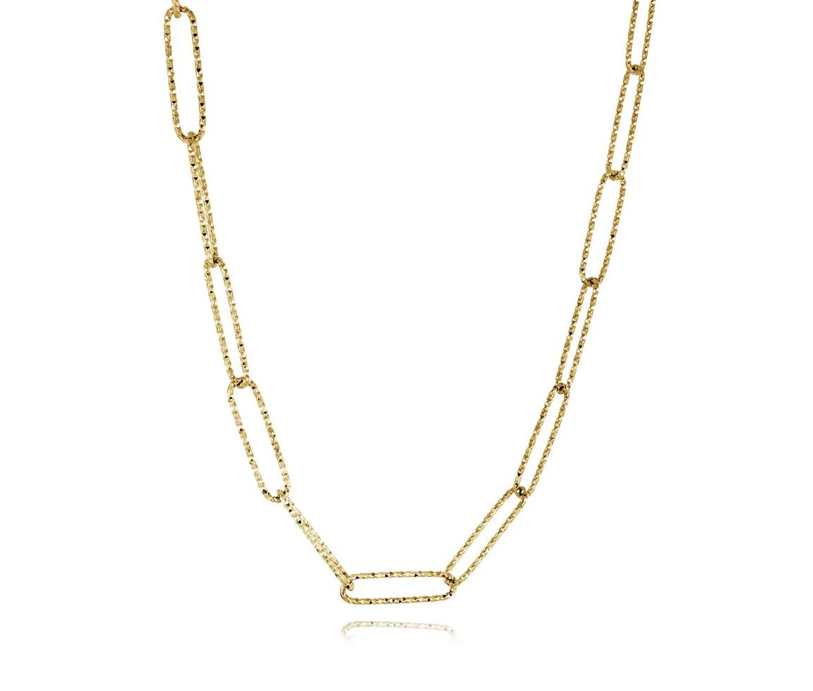 CHAINE PAPERCLIP TAILLÉE DIAMANT EN ACIER/PVD OR - IG SWN104 - VÉLORIA