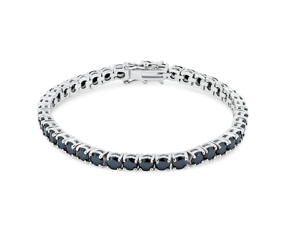 BRACELET TENNIS EN ARGENT RHODIÉ SERTI D'ONYX - SP BGB00223 - BIJOUX D'IMPORTATION