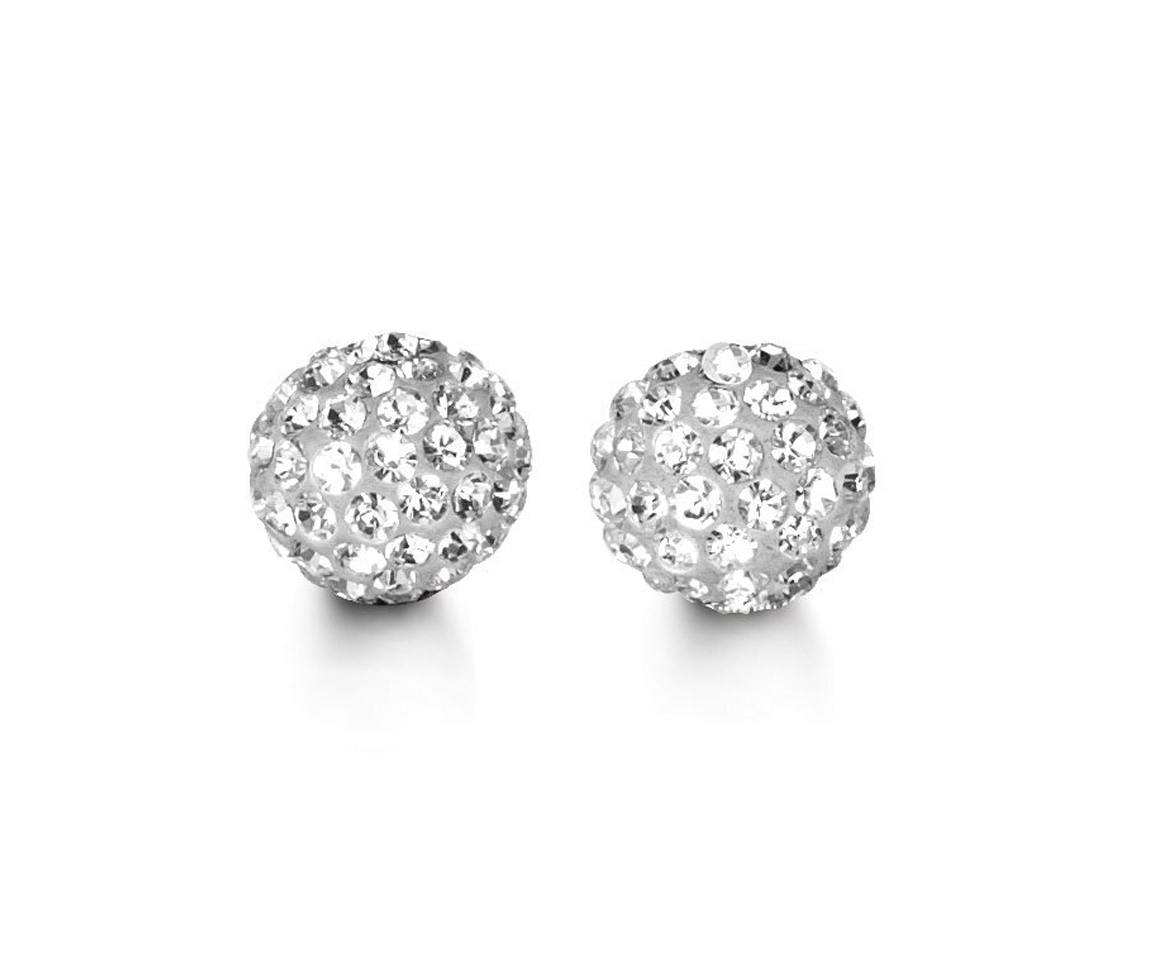 BOUCLES BOULE DE FEU EN OR BLANC SERTIES DE CUBIQUES ZIRCONIAS - SY 1028 - BIJOUX D'IMPORTATION