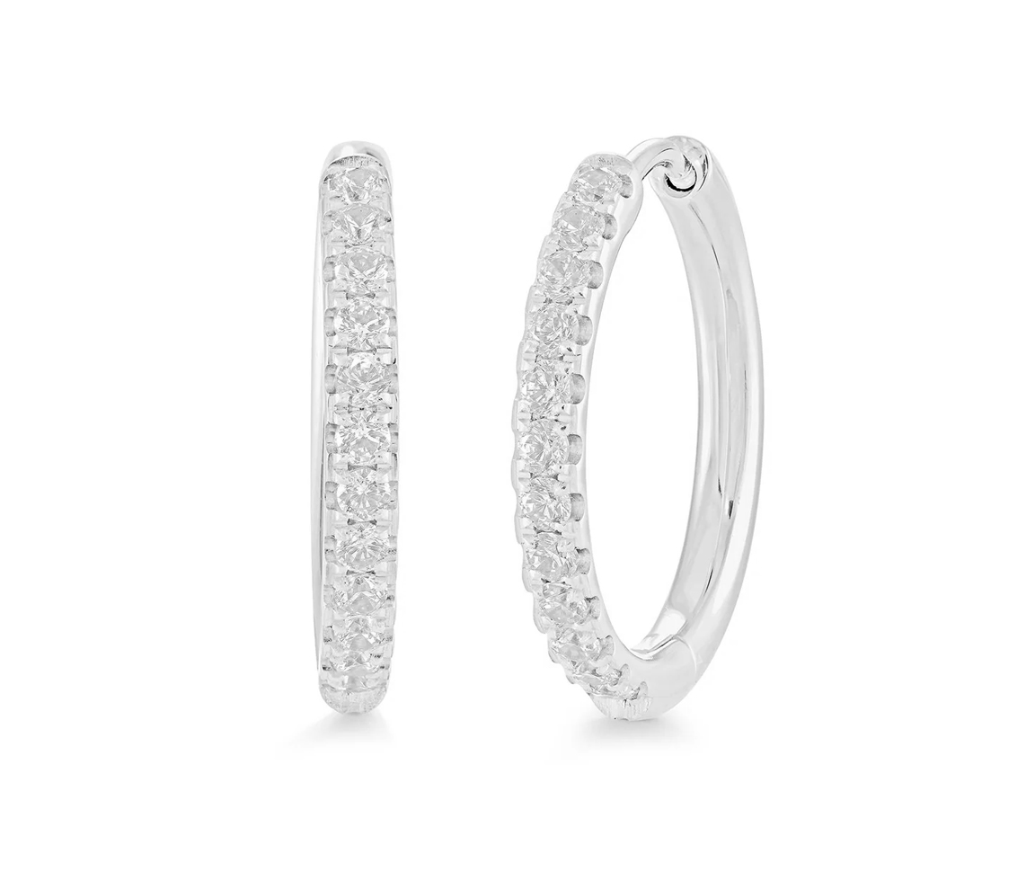 BOUCLES HUGGIES EN ACIER SERTIES DE CUBIQUES ZIRCONIAS - IG SEA200 - VÉLORIA
