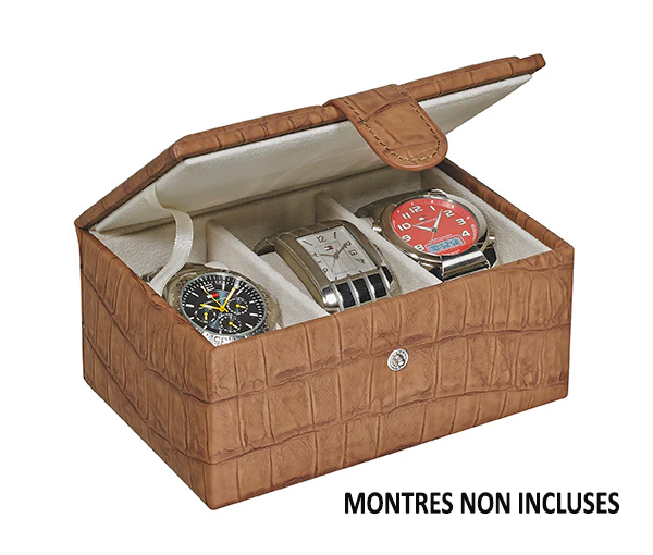 COFFRE POUR 3 MONTRES AVEC REVÊTEMENT EN SIMILICUIR - JM WB03 - ALPINE