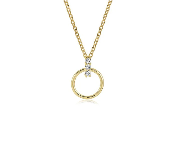 PENDENTIF EN ACIER/PVD OR CERCLE AJOURÉ + BAR SERTI DE CUBIQUES ZIRCONIAS ET SA CHAINE - IG SWP91 - ITALGEM