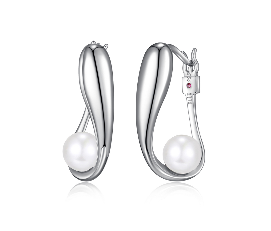 BOUCLES ANNEAUX EN ARGENT RHODIÉ SERTIES DE PERLES D'EAU DOUCE - PJ R2LCK3BG0K - ELLE