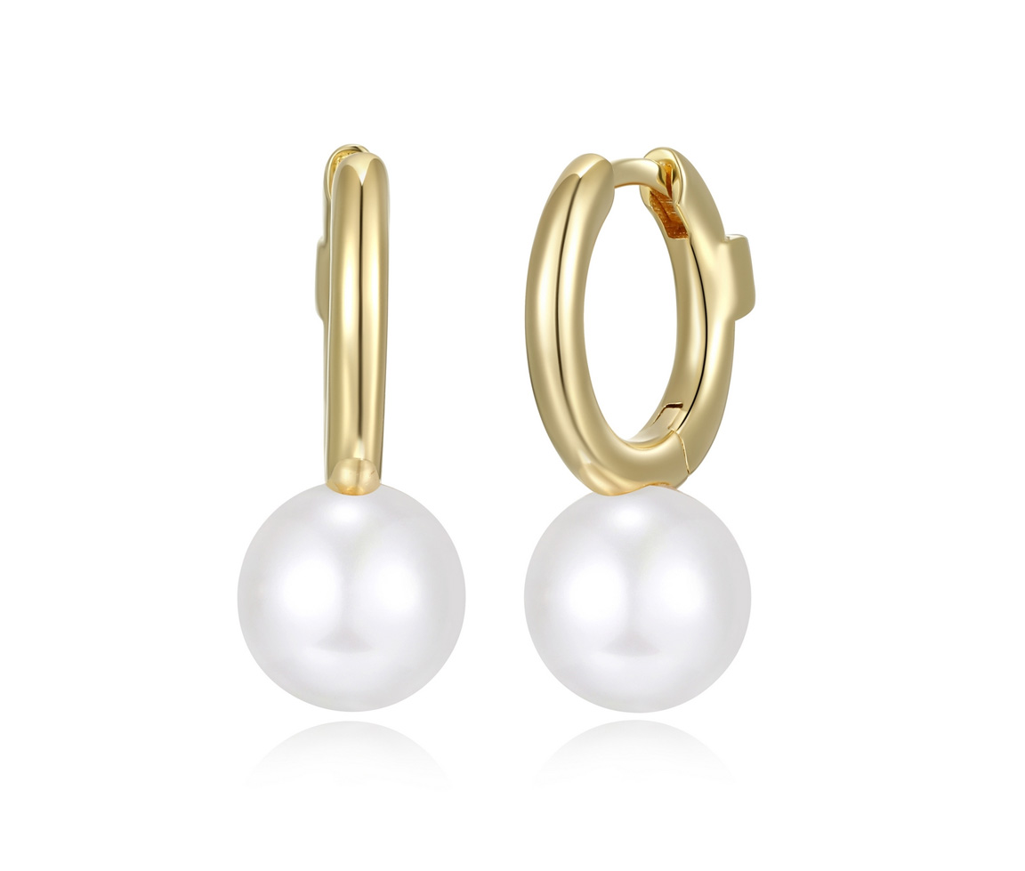 BOUCLES ELLE HUGGIES EN ARGENT/OPVD OR SERTIES DE PERLES - PJ 32LCNWBG0N - ELLE