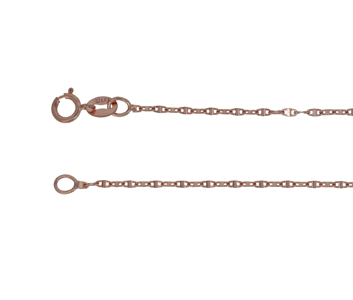 CHAINE MAILLE PLAQUE EN OR 10K ROSE - S FLP030R18 - BIJOUX D'IMPORTATION