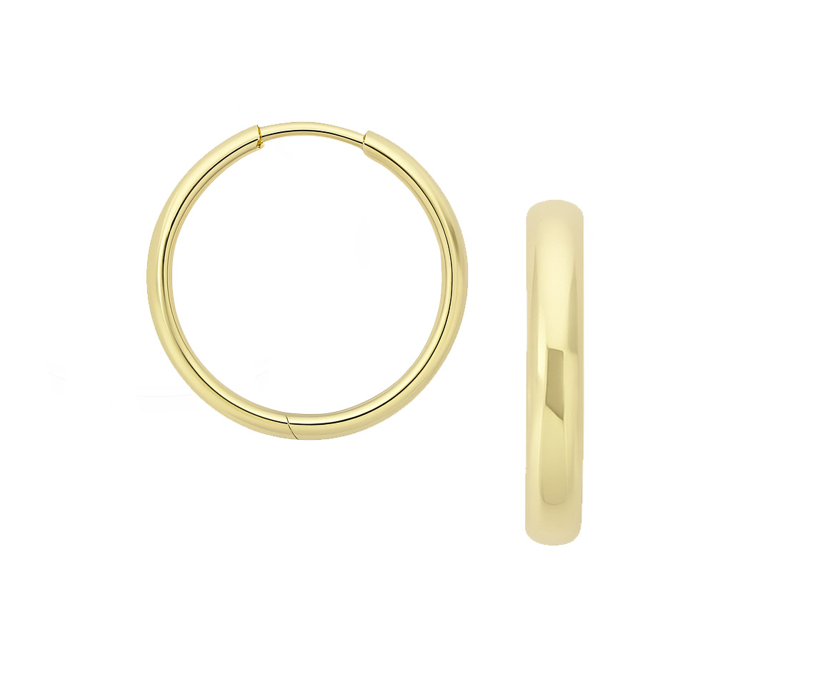 BOUCLES HUGGIES EN OR JAUNE UNIES - S BOU27 - BIJOUX D'IMPORTATION