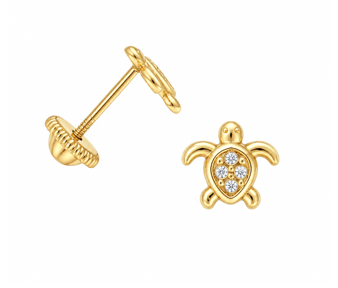 BOUCLES VISSÉES TORTUE AVEC CZ - IN 5206 - BIJOUX D'IMPORTATION