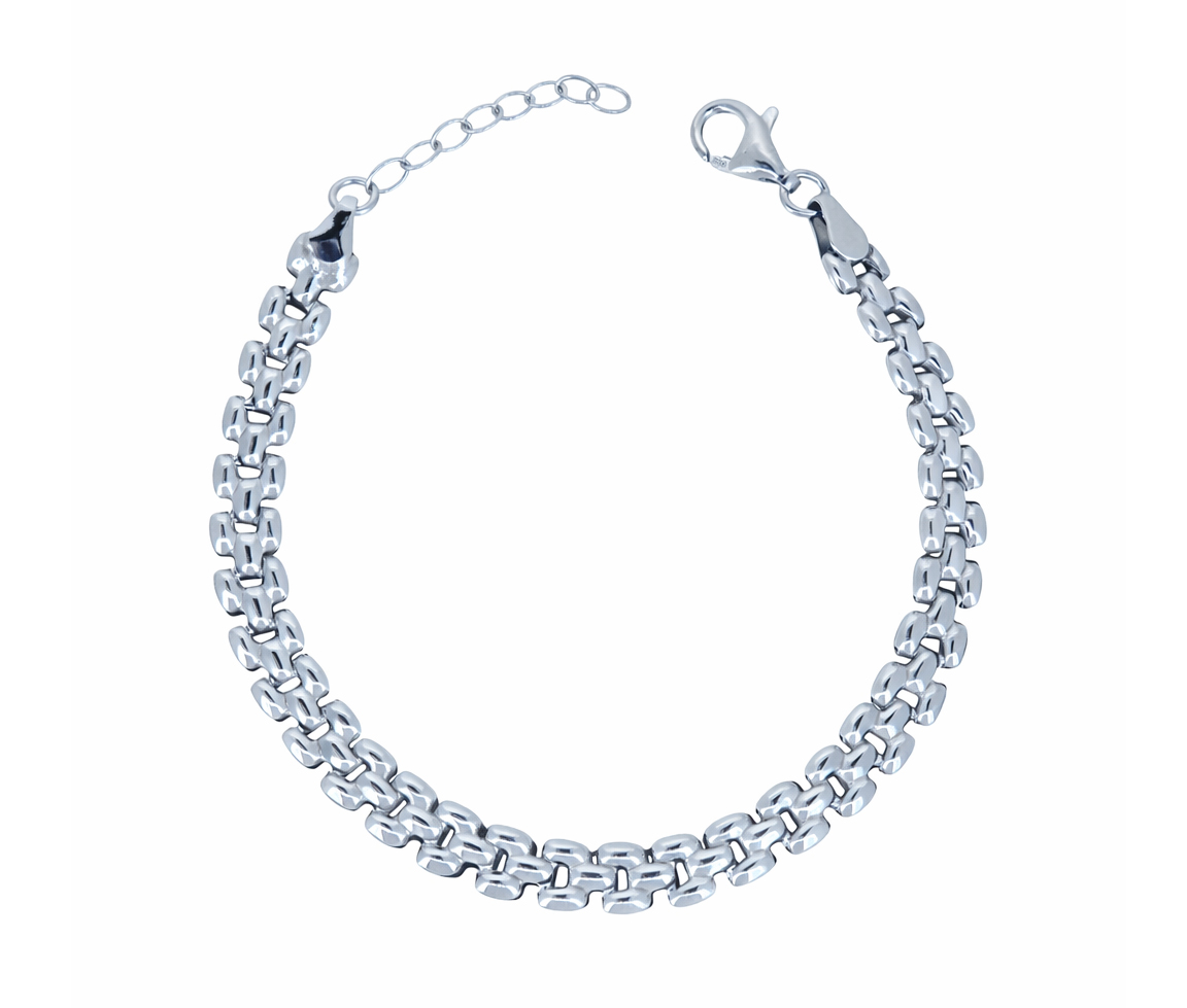 BRACELET EN ARGENT RHODIÉ À MAILLE STYLE JUBILÉE - MB BRAFAS03 - BIJOUX D'IMPORTATION