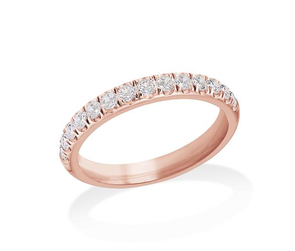 JONC SEMI-ÉTERNITÉ EN ACIER/PVD OR ROSE SERTI DE CUBIQUES ZIRCONIAS - IG SWR5/7 - VÉLORIA
