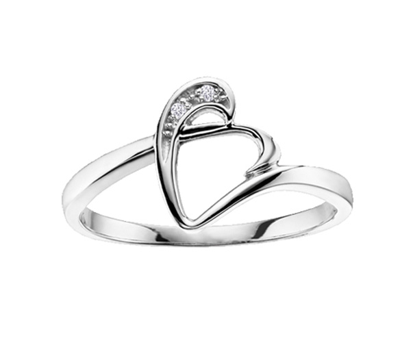 BAGUE EN OR 10K BLANC SERTIE DE DIAMANTS - CR CDD2399 - BIJOUX CANADIEN