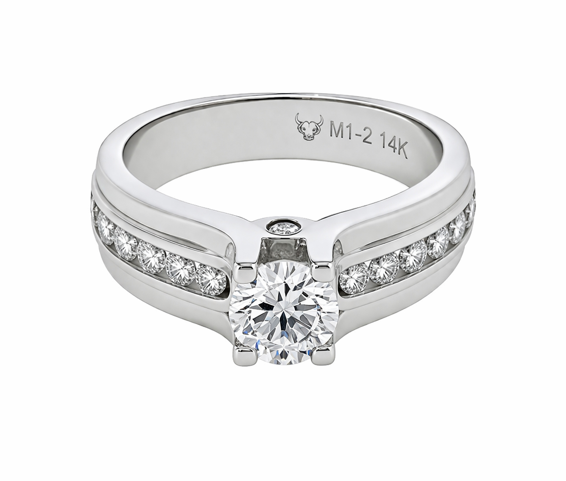 BAGUE EN OR BLANC DIAMANT - MK 2474L80 - FAIT AU CANADA