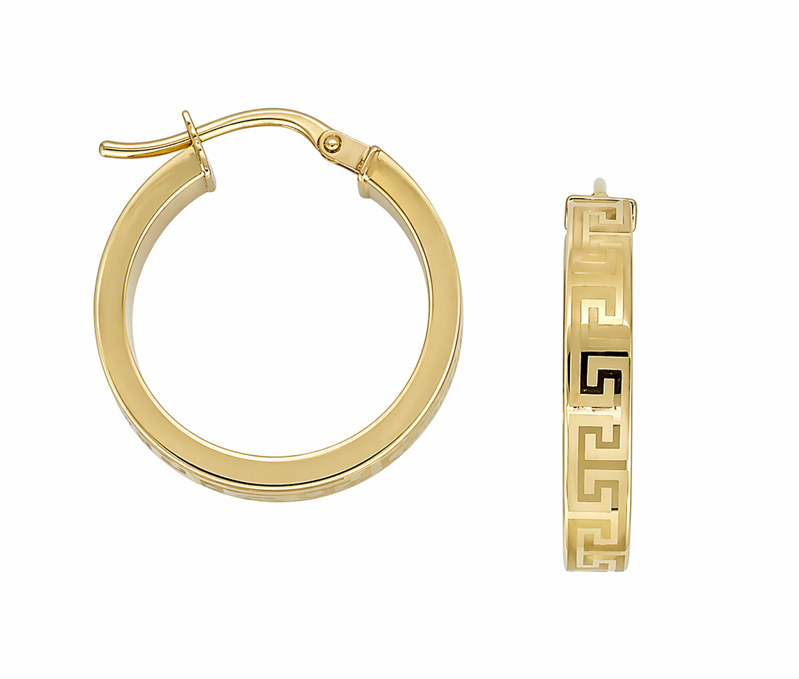 ANNEAUX EN OR MOTIF GRECQUE - S ANN05 - BIJOUX D'IMPORTATION