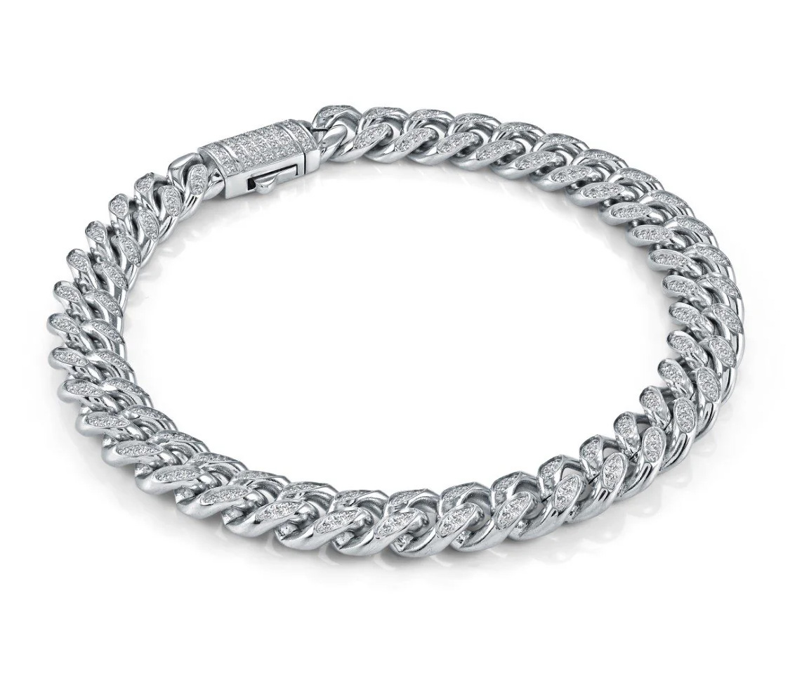 BRACELET EN ACIER À MAILLE GOURMETTE SERTI DE CUBIQUES ZIRCONIAS - IG SMB259/8.5 - ITALGEM