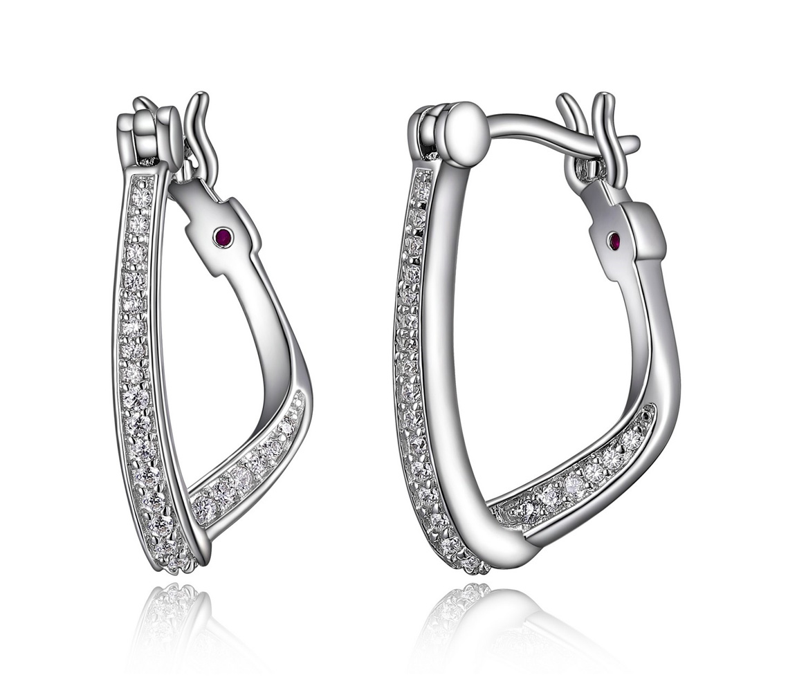 BOUCLES ELLE EN ARGENT RHODIÉ SERTIES DE CUBIQUES ZIRCONIAS ''SCINTILLATION'' - PJ R2LCBN000J - ELLE