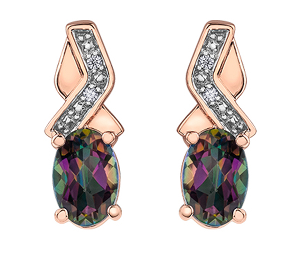 BOUCLES EN OR ROSE SERTIES DE TOPAZES MYSTIQUES ET DE DIAMANTS - CR DD7734RW - BIJOUX CANADIEN